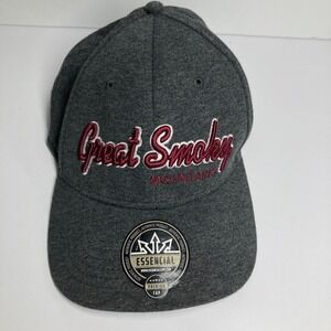 Great Smoky Mountains Cap Hat Mens L/XL Grey E-Flex Stretch Fit Jersey Knit